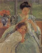Mary Cassatt The young mother is sewing USA oil painting artist